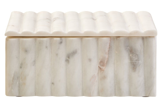 Savio Rectangular White Fluted Marble Box | Luxury Home Accessories | Heulog Glow