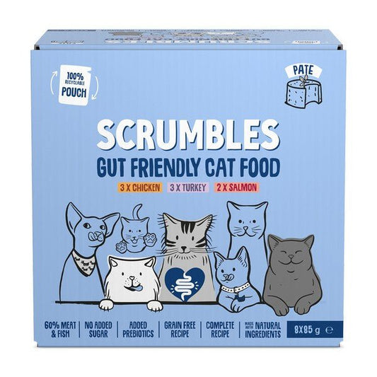 Scrumbles Grain Free Wet Cat Pate Recyclable Pouch Selection 8x85g | Luxury Home Accessories | Heulog Glow