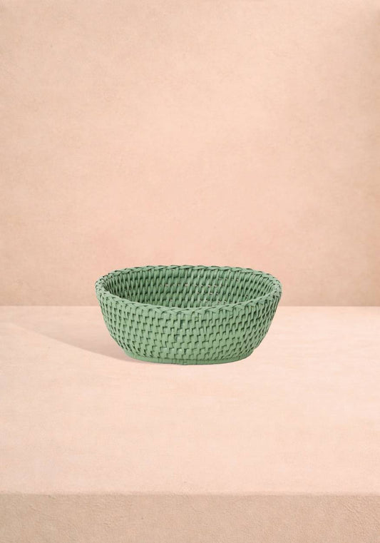 Mayfair Tray Hold All Rattan Basket in Green