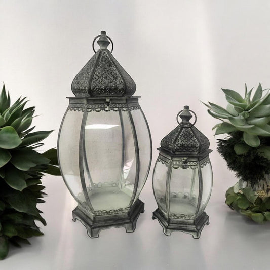 SET 2 METAL GARDEN LANTERNS | Luxury Home Accessories | Heulog Glow