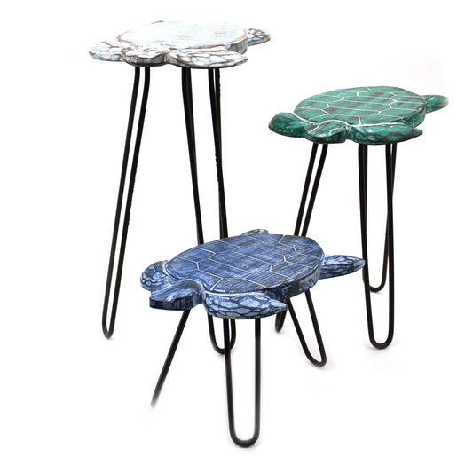 Set of 3 Albasia Wood Plant Stands - Turtles | Luxury Home Accessories | Heulog Glow