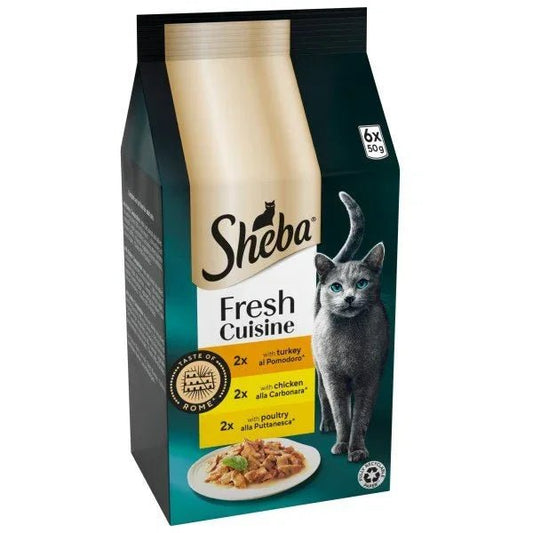 Sheba Fresh Cuisine Taste of Rome Turkey & Chicken & Poultry in Gravy Pouches 6 50g | Luxury Home Accessories | Heulog Glow
