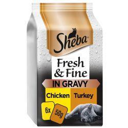 Sheba Fresh & Fine Wet Cat Food Pouches Chicken & Turkey in Gravy 6pk | Luxury Home Accessories | Heulog Glow