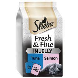 Sheba Fresh & Fine Wet Cat Food Pouches Tuna & Salmon in Jelly 6pk | Luxury Home Accessories | Heulog Glow