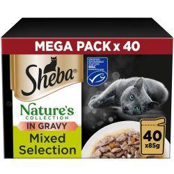 Sheba Natures Collection Cat Food Pouch Mixed Selection in Gravy 40pk | Luxury Home Accessories | Heulog Glow