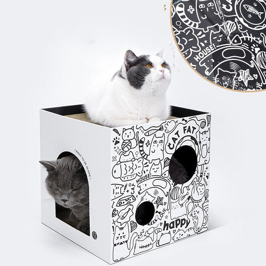 Simple Vertical Cat Villa Double-layer Corrugated Paper | Luxury Home Accessories | Heulog Glow