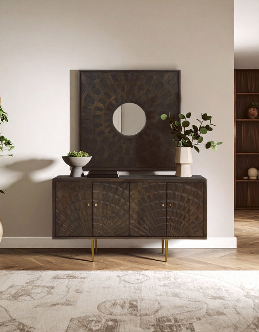 Sipari 4 Door Mango Wood Sideboard | Luxury Home Accessories | Heulog Glow