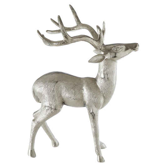 Small Nickel Finish Floor Standing Stag | Luxury Home Accessories | Heulog Glow