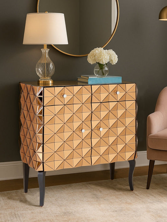 Soho 2 Door Copper Finish Cabinet | Luxury Home Accessories | Heulog Glow