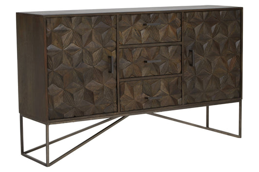 Solana Grey Washed Carved Mango Wood Sideboard | Luxury Home Accessories | Heulog Glow