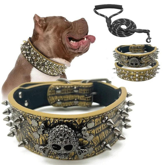 Spiked Collar & Lead Matching Set. | Luxury Home Accessories | Heulog Glow