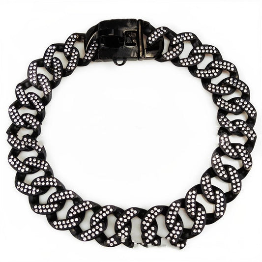 Stainless Steel Casting Sub-Black And White Diamond Dog Necklace Dog Necklace | Luxury Home Accessories | Heulog Glow