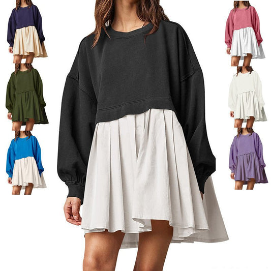 Sweater Dress Loose Long Sleeve Crewneck Pullover Tops Relaxed Fit Sweatshirts Short Dress Autumn And Winter | Luxury Home Accessories | Heulog Glow