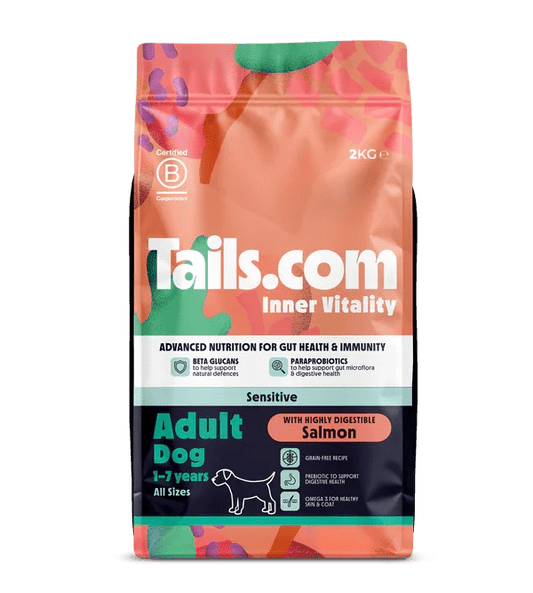 Tails.com Inner Vitality Sensitive Adult Salmon Dry Dog Food 2kg | Luxury Home Accessories | Heulog Glow