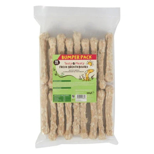 Tasty & Meaty Fresh Breath Bonies Bumper Pack Mint Flavour 18 Pack | Luxury Home Accessories | Heulog Glow