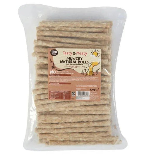 Tasty & Meaty Munchy Rolls Natural 100 Pack | Luxury Home Accessories | Heulog Glow