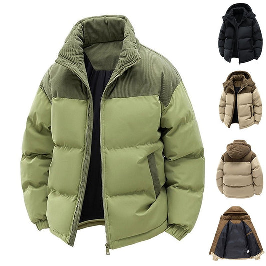 Thick Corduroy Patchwork Jacket Winter Zip-up Stand Collar Coat Casual Commuter Long-sleeved Cardigan Top Outwear Women's Clothing | Luxury Home Accessories | Heulog Glow