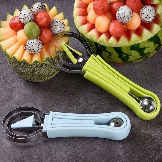 Three-in-one Stainless Steel Multi-purpose Fruit Ball Excavator Spoon Portable Digging Kitchen Tool Summer Party | Luxury Home Accessories | Heulog Glow