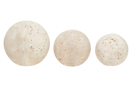 Tibor Travertine Set of 3 Deco Balls | Luxury Home Accessories | Heulog Glow