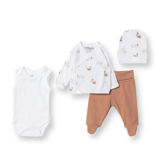 Tiffany 100% Cotton Tiny Baby Set - Ecru | Luxury Home Accessories | Heulog Glow