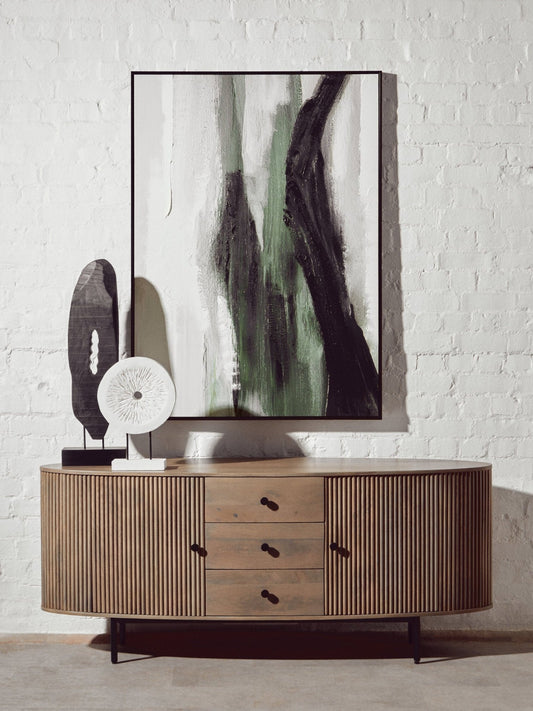 Torello Two Door Three Drawer Grey Mango Wood Sideboard | Luxury Home Accessories | Heulog Glow