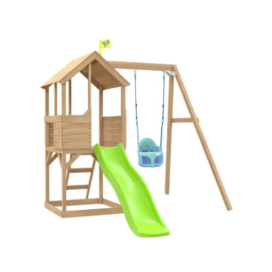 TP Treehouse Set with Slide & Bluey Quadpod Single Swing | Luxury Home Accessories | Heulog Glow