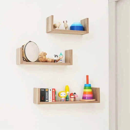 Tutti Bambini Modena Set of Three U-Shaped Wall Shelves - Oak | Luxury Home Accessories | Heulog Glow