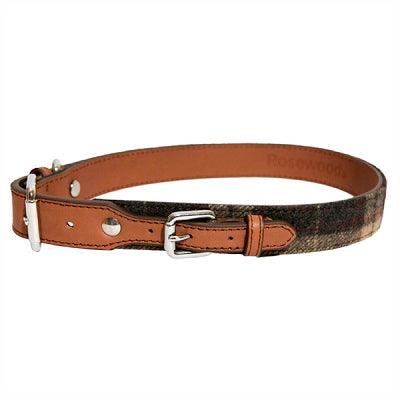 Tweed Check Leather Collar 8-12" x 3/4" | Luxury Home Accessories | Heulog Glow