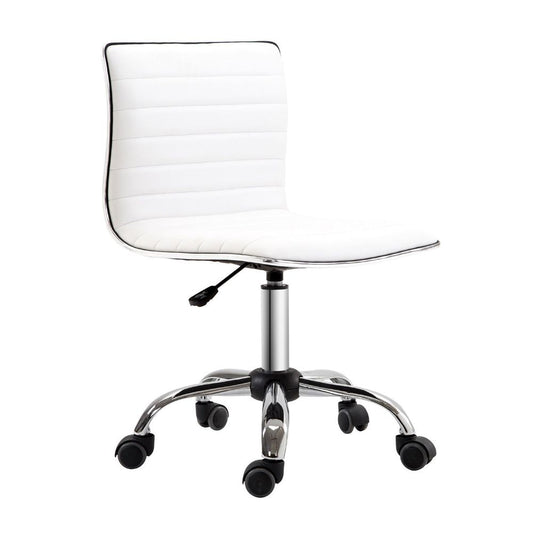 Armless Mid-Back Adjustable Office Chair 360 Swivel Ergonomic White HOMCOM