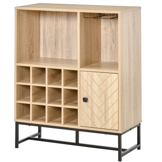 Wine Cabinet for 12 Bottles, Sideboard with Glass Holders, Brown Holders