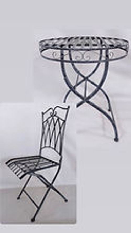ANTIQUE GREY METAL BISTRO SET