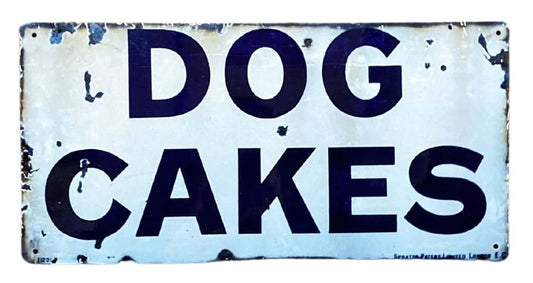 Vintage Metal Wall Sign - Dog Cakes Blue