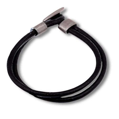 Men's Black Double Leather Bracelet -Men's Gift