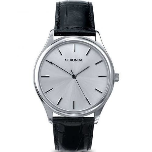 Sekonda Men's Classic Round Silver Dial Leather Strap Watch - 3099