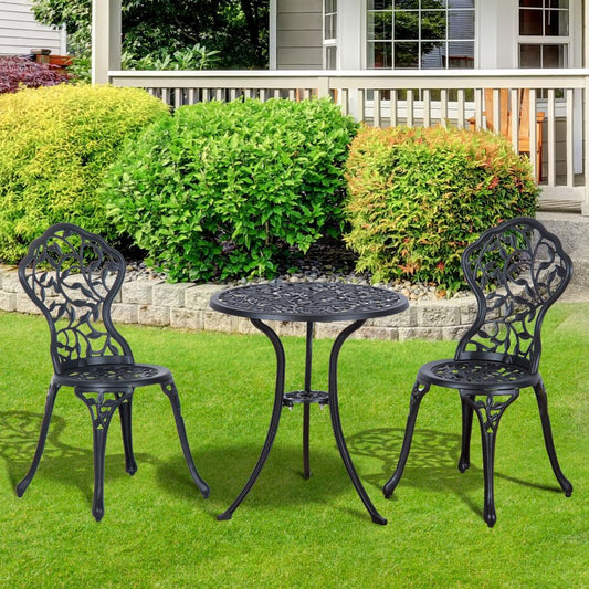 Premium Cast Aluminium 3-Pcs Bistro Set: Elegant Design, Durable Construction - Perfect for Any Outdoor Setting