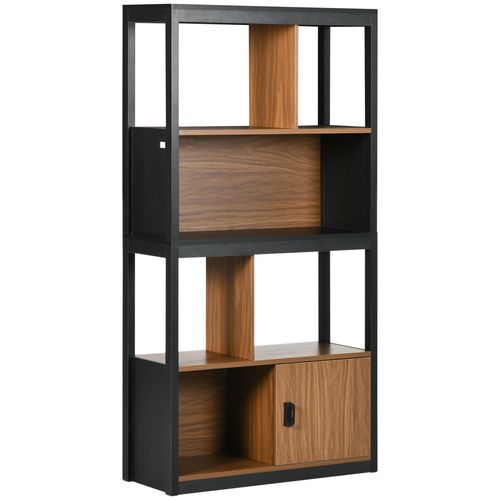 4-Tier Bookshelf Freestanding Bookcase Storage for Study Walnut Brown