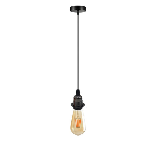 Vintage Industrial Black Pendant Light Fitting, lampshade Holder Fitting Set with 2m Cable.