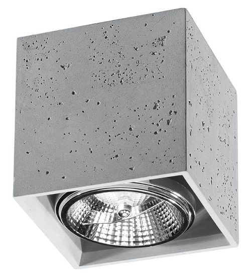 Ceiling Lamp VALDE Concrete Square Shape Loft Design Grey Modern GU10 LED