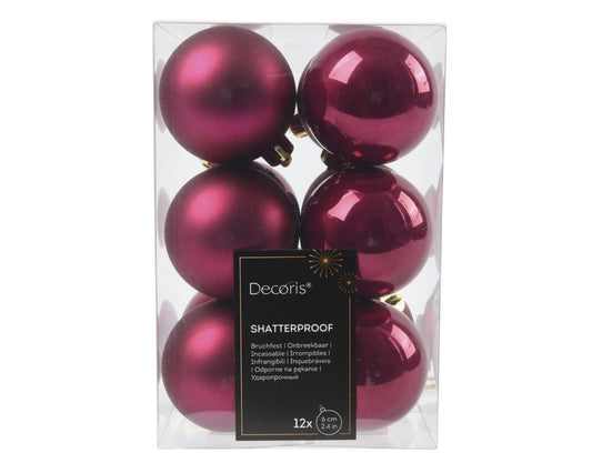 Shatterproof Pink Pomegrante Bauble 6cm Pack of 12 - Christmas