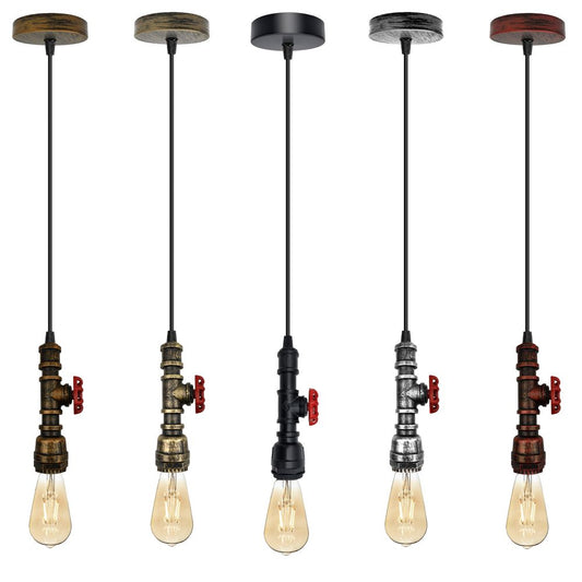 Vintage industrial metal pendant pipe light E27 fitting 95cm adjustable cable