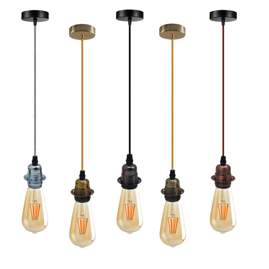 2 Pack Vintage Industrial Pendant Light,lampshade E27 UK Holder Fitting Set