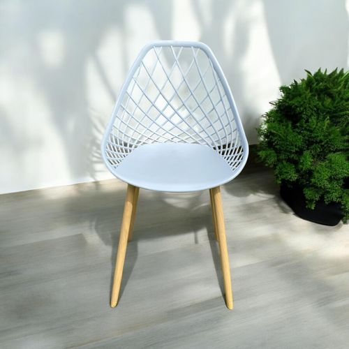 GREY PLASTIC CHAIR METAL LEGS