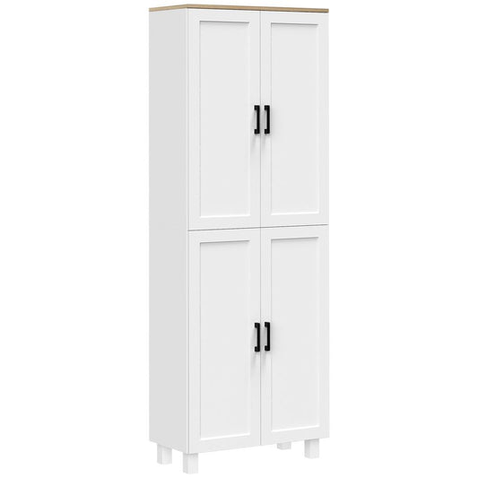 HOMCOM Modern Kitchen Cupboard Storage Cabinet with 4 Shelves, White