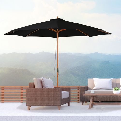Bamboo Wooden Market Patio Umbrella 3 x 2.5 m