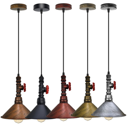 Vintage industrial ceiling pendent light 22cm metal shade E2 adjustable cable