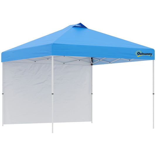 3x3M Pop Up Gazebo Tent with 1 Sidewall, Roller Bag, Blue