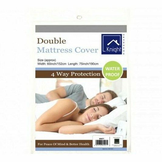 Knight Double Mattress Cover with 4Way Waterproof Protection & Soft Touch, White