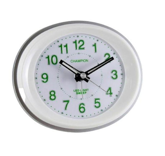 Best Quality Silent Sweep White Alarm Clock: Champion MF888W
