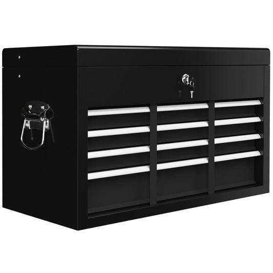 HOMCOM Lockable Metal Tool Chest w/ 6 Drawer, Ball Bearing Runners, Black
