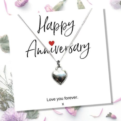 Heart Necklace & Anniversary Message Card